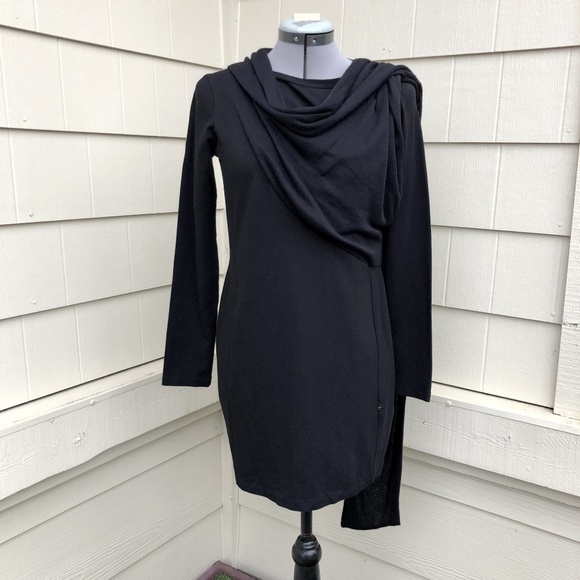 Kai-Aakmann Black Draped Mini Dress Tunic Size M - Picture 1 of 8